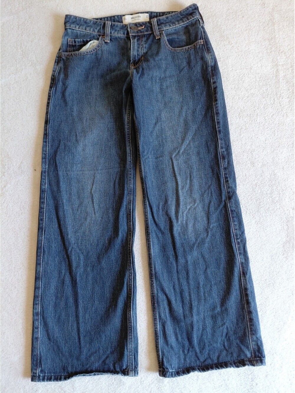 Hollister Womens Low Rise Baggy Jeans Short Size 0 W25 Blue Denim